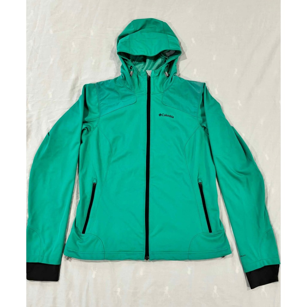 Columbia Omni-Heat Omni-Shield Softshell Hooded Jacket Teal Green Womens Medium